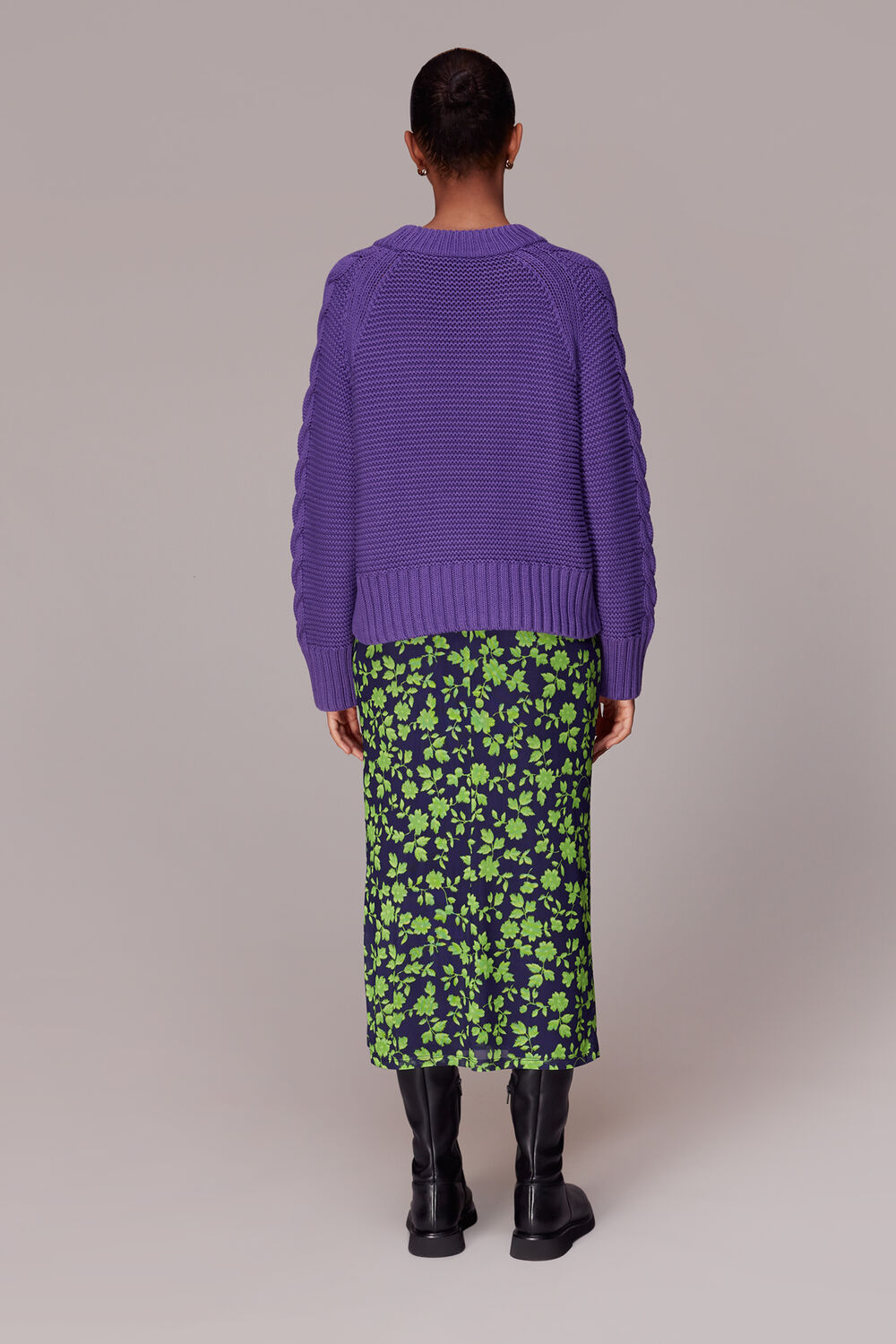 Green Linear Floral Bias Mesh Skirt